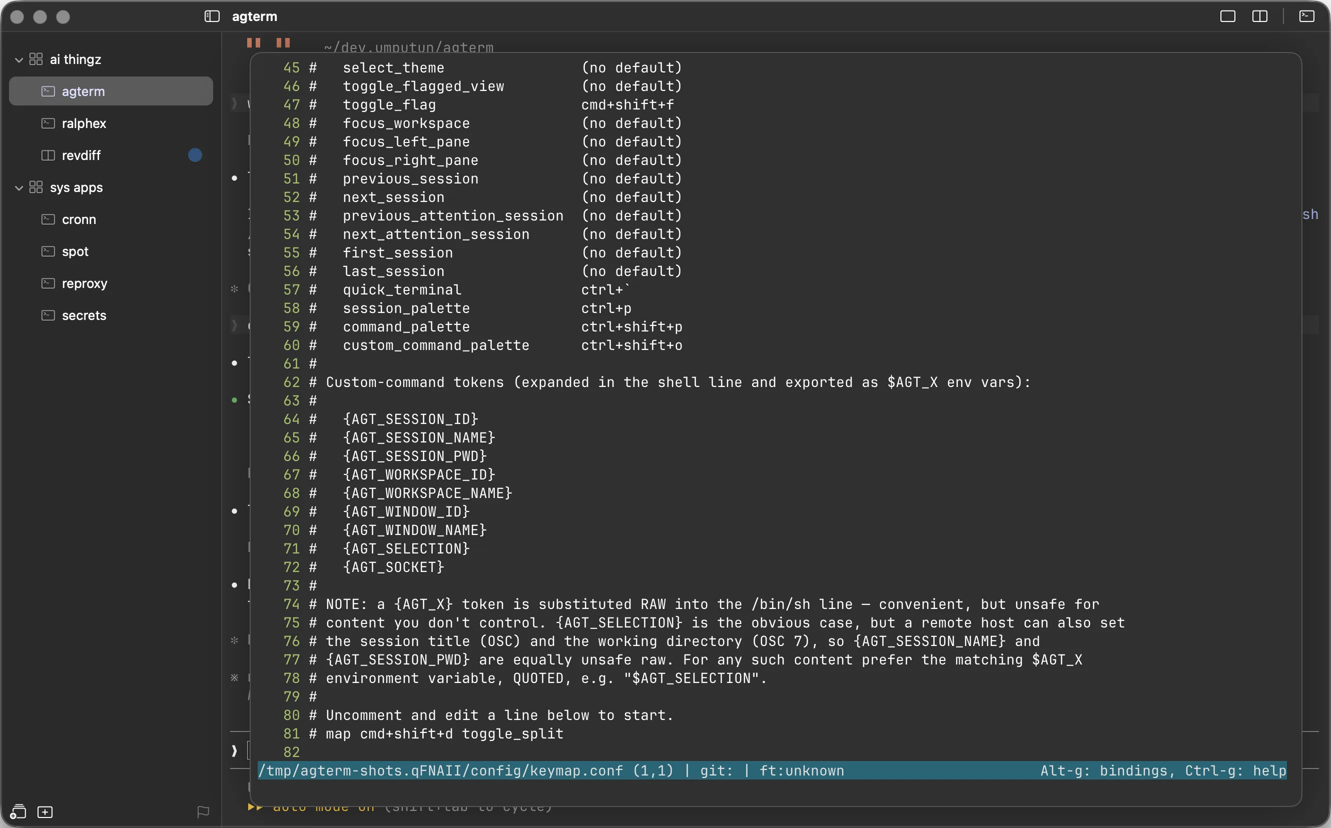The keymap editor overlay